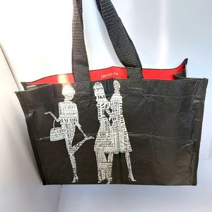 Reto Jacob Carry-all Tote Bag Black with White Silhouette Images of Shoppers